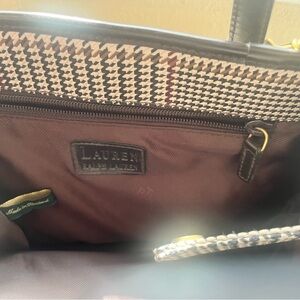 ralph lauren houndstooth bag brown